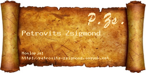 Petrovits Zsigmond névjegykártya